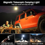 Camping Light Telescopic, Collapsible Magnetic Camping Lantern with 12000mAh Battery, Telescoping IPX6/IPX7 Waterproof Flashlights, Camping Lamp for Emergency, Camping, Hiking (Military Green)