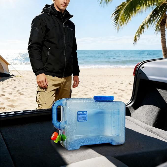 3.17 Gallon Water Container with Spigot, Portable Water Jug, No Leakage Camping Bucket with Tap, BPA Free Emergency Water Storage Tank for Camping, Vehicle, Car, Outdoor Hiking, Picnic