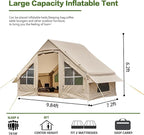 Inflatable Camping Tent,2/4/6/8 Person Glamping Inflatable Tents with Awning, Quick Setup Blow Up Tents with Pump, Waterproof Oxford Inflatable House for Camping, Air Glamping Hot Tents for Adult