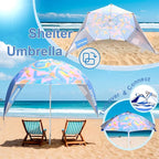 Beach Shelter Umbrella Premiere UPF 50+ Umbrella Shelter for Sun and Rain Protection for Adult (10-Foot,Blue Stripe)