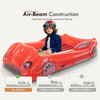 RAPTAVIS Kids Air Mattress Inflatable Toddler Travel Bed with Sides, Cot Sleeping Pad, Red