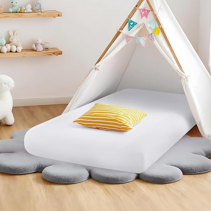 Kids Air Mattress Fitted Sheet Only Compatible with Intex Cozy Kidz, White Toddler Inflatable Mattress Sheets for Travel Camping Airbed & Sleepover Party