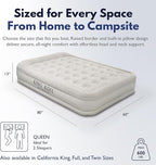 King Koil Luxury Queen Size Air Mattress with Built-in High-Speed Pump Best for Home, Camping, Guests, Queen Size Luxury Double Airbed Adjustable Blow Up Mattress, Waterproof, 1-Year Warranty