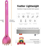 TiTo Titanium Long Handle Spork and Spoon Eco-Friendly Ultralight Portabale Flatware for Outdoor Camping Backpacking Hiking Travel Picnic Tableware with Bag (Bright Rose Spork)