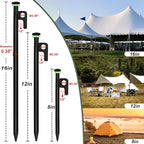 20Pcs Tent Stakes, 12in/16in Heavy Duty Tent Stakes, 0.35" Dia. Forged Steel Stakes Heavy Duty for Tent Used on Rocks, Snowfield(20Pcs 12in Stakes)