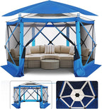 COBIZI 12x12 FT Pop Up Canopy Stargazing Tent, Gazebos On Clearance with Removable Roof,Instant Screened in Gazebo, Screen Tents Portable carpas para Patio for Outdoor Camping,Backyard, Garden, Blue