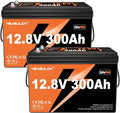 2 Packs 12V 300Ah LiFePO4 Battery 200A BMS 3840Wh Lithium Iron Phosphate Battery Up to 15000+ Deep Cycles Perfect for RV Camping Marine Solar Energy Storage Backup Power