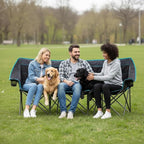 FUNDANGO Extra Wide 3 Person Camping Chair for Adults with Cooler, 1000 LBS Heavy Duty Oversized Camp Couch, Padded Folding Seat with Cup Holders for Outdoor, Sports & Lawn