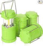4-Pack Mini LED Green Camping Lanterns, Portable Camping Lights, Outdoor Handled Lamps, Essential Emergency Lights for Power Outages, Hiking, Hurricane