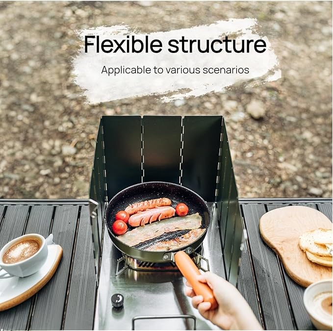 Foldable Camping Stove Windscreen, Green Aluminum Outdoor Windshield Gas Stove Lightweight Wind Screen for Camping, Wind GuardGlamping, Hiking, Picnic, Backpacking