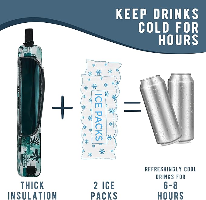 Golf Cooler Bag Plus Ice Pack Soft Sided Insulated Cooler Bag- Holds 6 Pack of Cans or 2 Wine Bottles - Grey Camo Golf Beer Sleeve Black Fits Discreetly in Golf Bags