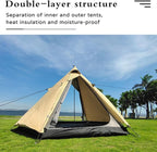 Large Space Pyramid Tipi Tent Ultralight Family Camping Tent Windproof Outdoor Teepee Tent for Adults 4 Person Double Layer Tents
