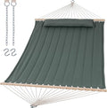 SUNCREAT Double Hammock for 2 Person, Extra Large Outdoor Portable Hammock with Hardwood Spreader Bar, Soft Pillow, 475 lbs Capacity, Gray Green