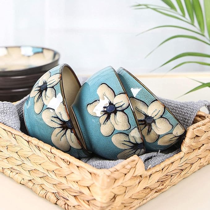 Porcelain Dinnerware SetHand-Painted Dinnerware Set Blue Rice Bowl Soup Bowl Dinner Plate Fish Plate Combination Ceramic Household Service for 2, Tableware Gift