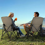 Overmont Heated Camping Chair with High Back - 3 Heat Levels 2-Zone Separately Heating - 450 LBS Support Heavy Duty Folding Chair Portable for Adults Patent No.: US D1.028.543S - Battery NOT Included