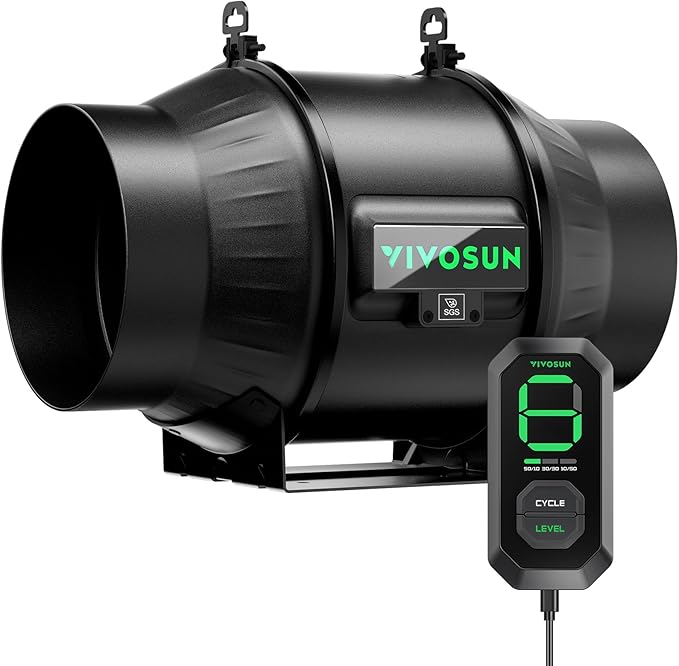 VIVOSUN T6 6" Inline Fan &Speed Controller, AeroZesh Ventilation Fan with 408 CFM EC Motor for Moisture Prevention during Snowstorm, Ideal for Winter Ventilation, Maintain Airflow During Snowy Day