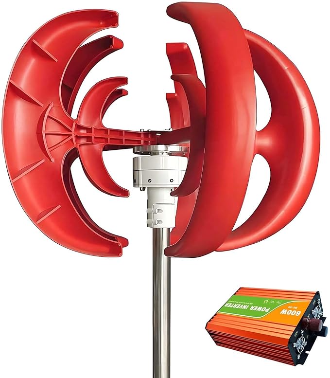 Wind Tur-Bine Generator Kit,12V/24V 5-Blade Vertical Axis Design Wind Power Generator,Low Wind Speed Start, Off-Grid,for Home,Marine,Camping,Solar Hybrid System(AC:600W,1000W12V)