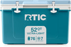 RTIC Ultra-Light 52 Quart Hard Cooler Insulated Portable Ice Chest Box for Beach, Drink, Beverage, Camping, Picnic, Fishing, Boat, Barbecue, 30% Lighter Than Rotomolded Coolers