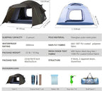 Three Bears Family Camping Tent - 6-Person Spacious Design, 3000mm Waterproof, Suitable for Road Trips/Backyards/Extended Camping Adventures in All Scenarios