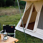 UNISTRENGH Waterproof Cotton Canvas Cabin Tent 4 Season Outdoor Family Camping Tent Shelters with Awning & Extra Wide Mesh Doors