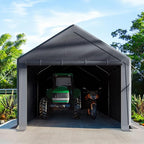 10x20 FT Heavy Duty Carport Car Tent Car Canopy Storage Shed, Portable Garage with Removable Sidewalls & Doors All-Season Tarp for Car,Truck,SUV,Party Grey