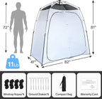 EighteenTek® Shower Tent Camping, 2-Room Portable Changing Room, Outdoor Shower Enclosure, Pop Up Privacy Tent Shelter with Floor & Doors, Waterproof & Lightweight, Camping Toilet Bathroom