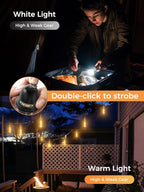 Smiling Shark Camping Ambient Lighting, XPE LED Small Tent Light with Lanyard Rechargable IPX4 Waterproof White & Warm Light Mode Wearable Portable Camping Lantern for Outdoor Hiking Emergency Picnic