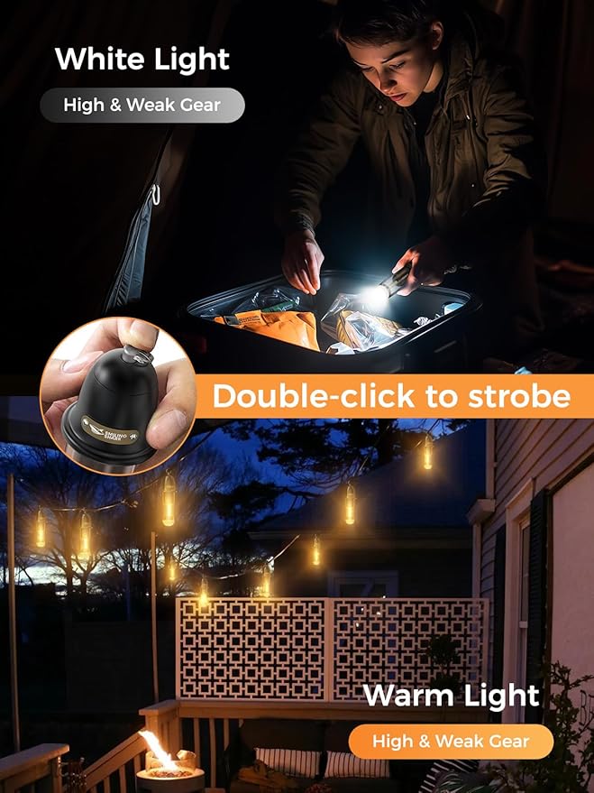 Smiling Shark Camping Ambient Lighting, XPE LED Small Tent Light with Lanyard Rechargable IPX4 Waterproof White & Warm Light Mode Wearable Portable Camping Lantern for Outdoor Hiking Emergency Picnic