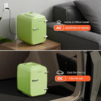 Mini Fridge, 4 Liter/6 Can Mini Makeup Fridge, 110V AC/ 12V DC Portable Thermoelectric Cooler&Warmer for Skincare, Drink, Cosmetic, Medicine, Small fridge for Bedroom, Office, Dorm, Car, Green