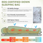 ATEPA Down Sleeping Bag for Adults, Recycled Ultralight 35°F 40°F 45°F 50°F 650FP / 700FP 3 Season Compact Sleeping Bags with Compression Sack for Backpacking Camping Hiking, Can Be Attached to Pad