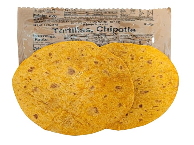 MRE (Meal Ready to Eat) BREADS - Authentic USGI US Military Ration Components - Many Bread Options to Choose from - Available in 3,6,12,24,48 and 100 Packs (24, Tortillas, Chipotle)