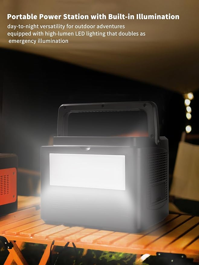 Portable Power Station 600W, 600Wh LiFePO4 Battery, Outdoor Solar Generator for Camping, Traveling, and Emergency