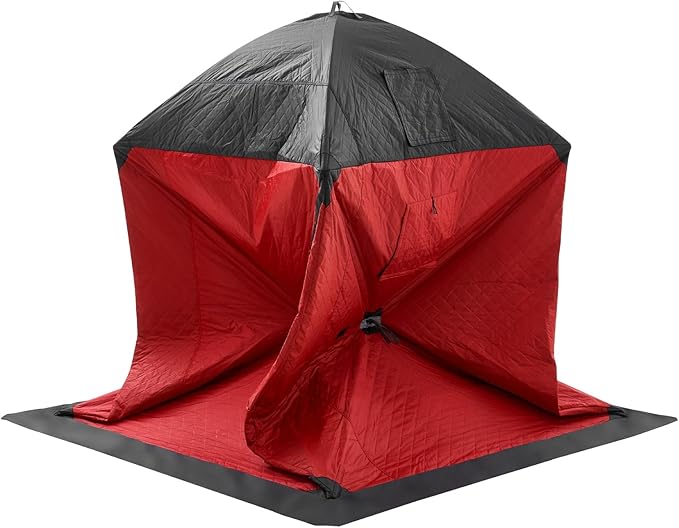 VEVOR Portable Pop-Up Tent, 1-8 Person Insulated Shelter, Large Fishing Area, Hub-Style Shanty for Winter Fishing, Waterproof Oxford Ice Cube with Anchors/Ropes/Carrying Bag