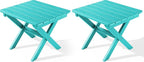 SERWALL Folding Outdoor Side Table Set of 2, Portable Adirondack Side Table, Aruba