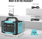 Portable Power Station 1800W IB-1800, 1024Wh Solar Generator LiFePO4 Battery with 120V AC Outlet, Fast Charging, Electric Generator for RV Camping Outdoor Home Emergency Backup (Solar Panel Optional)