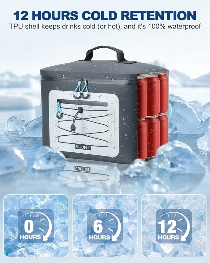 Cooler Bag, 7/16/30 Can Soft Sided Small Portable Insulated Cooling Pack, Everyday Lunch Cooler, Leakproof Ice Chest for Beach, Camping, Travel, Picnic