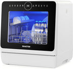 Portable Dishwashers for Camping and Home with 5l Water Tank, Hose, LED Light, 10 Wash Programs, Baby Care Mode, Dual Water Supply and 1h Hot Air Drying