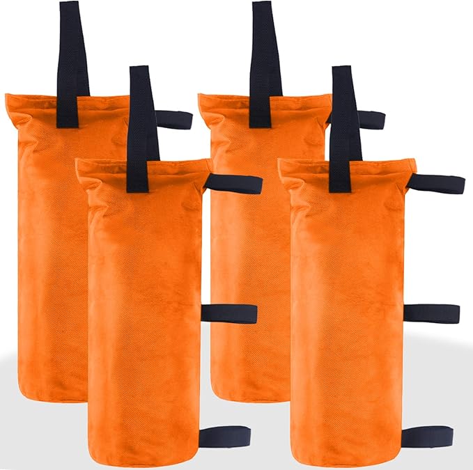 ABCCANOPY Canopy Weights Set of 4-120LBS Sand Bags for Pop up Tent, Weight Bags for Outdoor Gazebo, Trampoline, Pergola, Orange (Without Sand)