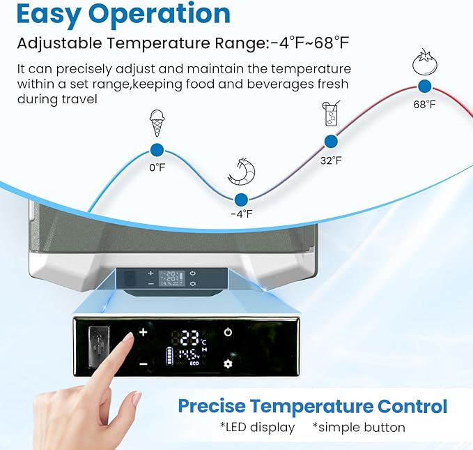 Alpicool Car Refrigerator 12 Volt Refrigerator 28 Quart Portable Freezer 12V Car Fridge Portable Fridge Freezer 12/24V DC 110~240 Volt AC for Truck RV Camper SUV Electric Cooler for Camping -4℉-68℉
