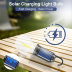 Solar Light Bulb for Outdoor, Portable Waterproof Tent Lights with Clip Hook, Rechargeable Outdoor Solar Light for Camping, Backpacking, Emergency, 2 Pack