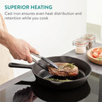 Navaris Cast Iron Skillet - 6/8/10 inch(15/20/25cm) Pre-Seasoned Frying Pan, Pour Spouts, for Oven, Stovetop, Grill & Campfire, Non-Toxic, Heavy-Duty, Even-Heating Cookware