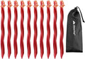 TRIWONDER Tent Stakes Heavy Duty Metal Ground Pegs Camping Stake Tarp Anchors Tent Spikes Aluminum Outdoor Sand Garden Camping Accessories for Beach (Red - Swirled Shape - 9.84 Inches - 10 Pack)