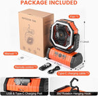 Odoland 30000mAh Oscillating Camping Fan with LED Lantern, Rechargeable Battery Operated, Portable Tent Fan with Timer, 4 Speeds for Outdoor Camp RV Jobsite Power Outage, Orange
