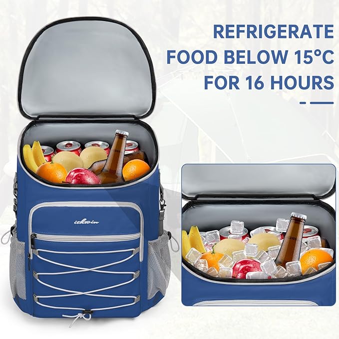 Cooler Backpack, Portable Insulated Leakproof Backpack for 33 Cans (330ml), Lightweight Insulated Soft Cooler Backpack for Picnic, BBQ Camping, Lunch, Beach and Hiking, for Men and Women