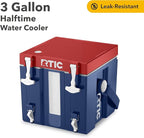 RTIC Halftime Water Cooler Portable Carrier Container, Drink Beverage Dispenser, Stackable with 2 Taps, Bottleless, BPA-Free, for Sports, Camping, BBQ, Parties, Picnic, & More, Patriot
