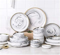Dinnerware Sets Dish Set, Ceramics European Style Marble Dishes and PlatePorcelain Cake Dish Pastry Fruit Tray Ceramic Tableware Steak Dinner Plate (2 People) (6 People) (8 People)