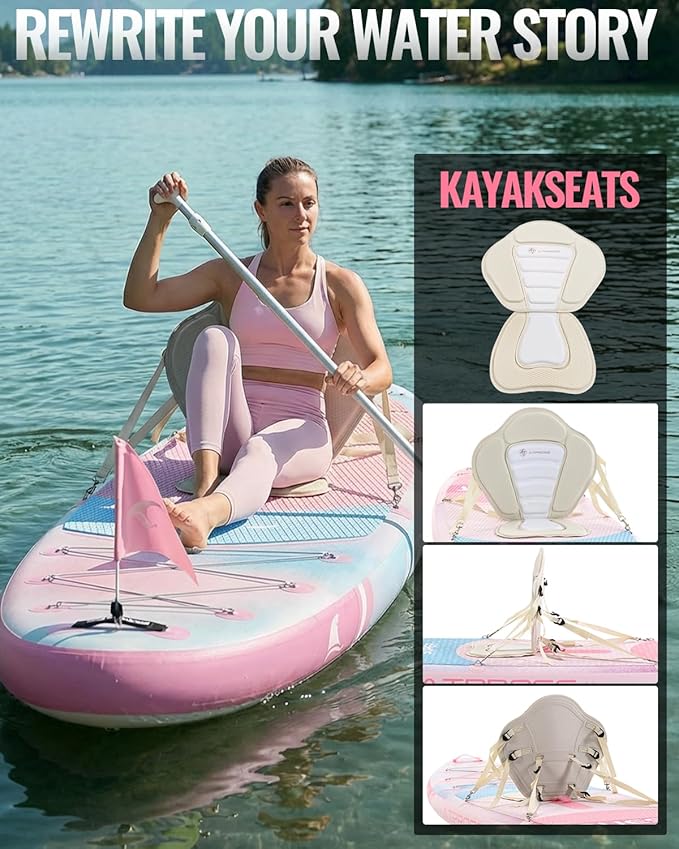 10'6''x33''Inflatable Stand Up Paddle Board, 400lbs Extra Wide Blow Up Paddle Board with Kayak Seat, Premium SUP Accessories Kit & Backpack, Non-Slip Stable Deck Boat for Yoga Fishing Surf