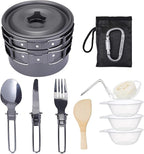 Camping Cookware Kit, Non-Stick Lightweight Pots Pan Set, Picnic Tableware Tools for Camping, Backpacking, Outdoor Cooking (Color : Bronze)