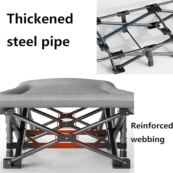 Folding Camping Cot,Camping Cot for Adults, Portable Folding Cot for Sleeping Lightweight Tent Cot with Storage Backpack Supports 160kg(Black)