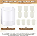 11 Pcs Propane Lantern Mantles with Glass Globe Replacement, Compatible with Coleman Fueled Lanterns, U Shape & Standard Replacement Propane Globe, Camp Lamp Mantle for Outdoor Camping